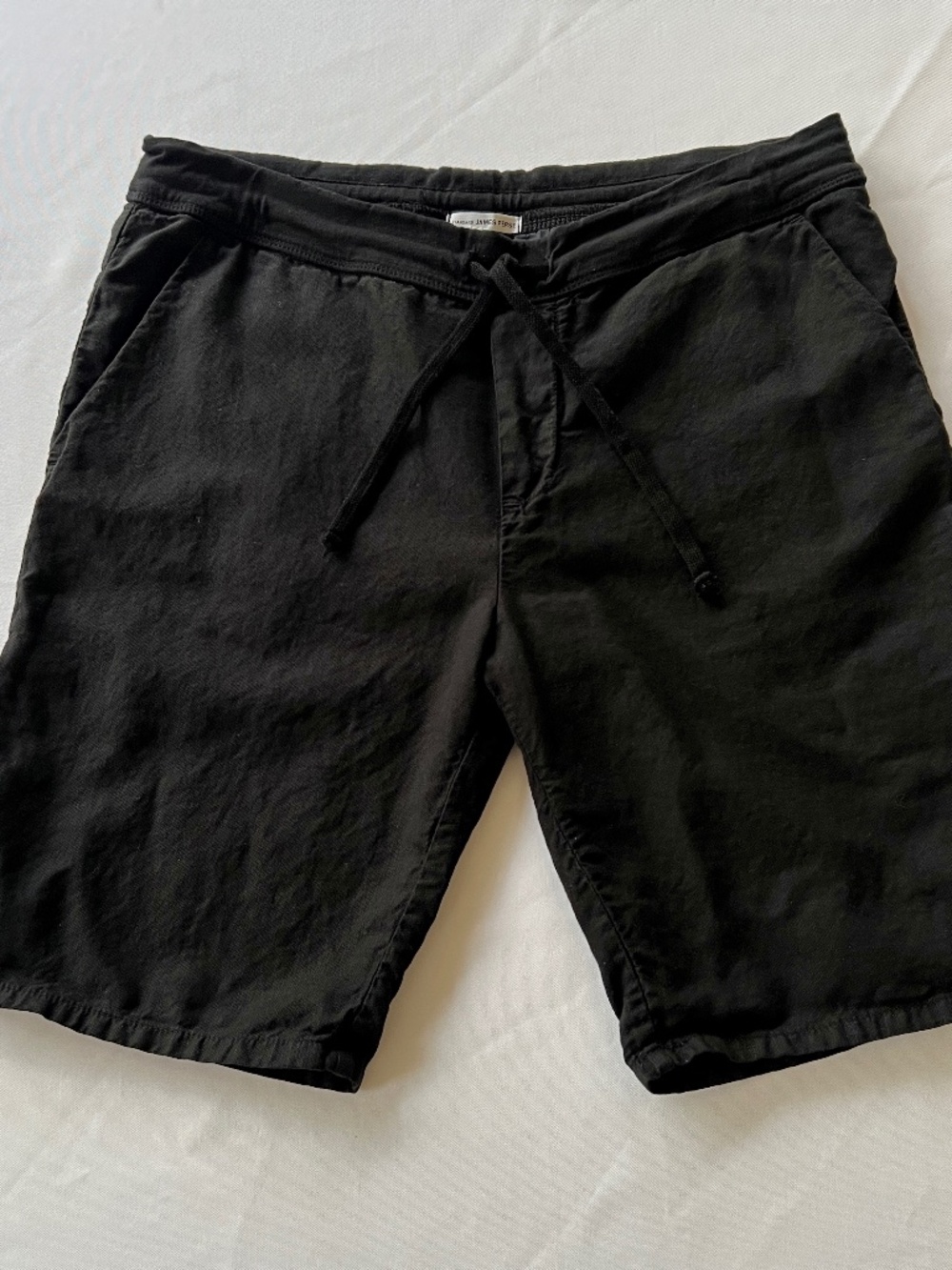 James Perse Women's Linen&Cotton Pull-on Shorts Drawstring Black Size 3/L